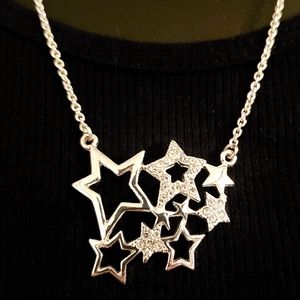 Silver Star Cluster Necklace